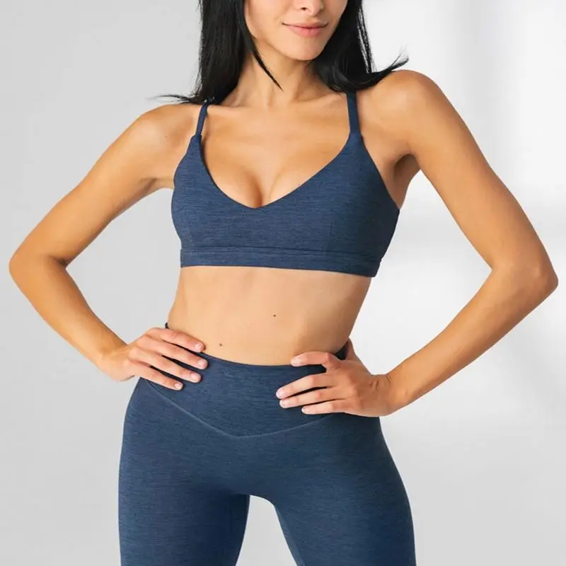 ECBC New Arrival Custom Activewear Color Blend Adjustable Strap Yoga Bra Women Sport Gym Fitness legging Yoga Set