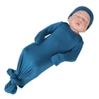 Gown Baby Super Soft Stretchy Knotted Gown Rompers Baby Rompers Printed Bodysuits With Mitten Cuffs