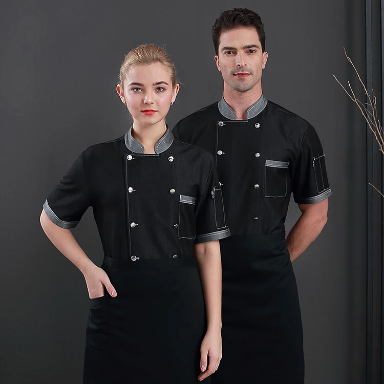Unisex Chef Clothing Hotel Restaurant Chefs Work Clothes Short Sleeve Uniforms 