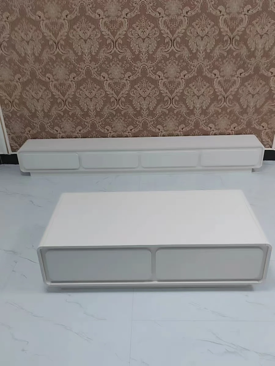 TV Cabinet Coffee Table Combination Modern Simple Cream Style Living Room Home Rounded Corner Storage Floor Cabinet