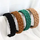 Headwear A Headband Veijer Winter Twisted Headwear Solid Color Handmade Velvet Braided Knot Hoop Headband