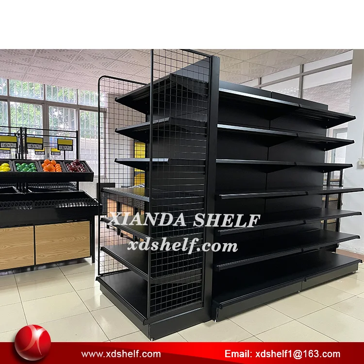 2 Meter Endcap Supermarket Gondola Shelf Supermarket Rack With Hanging