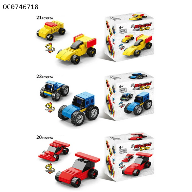 6in1 Transport truck shantou mini cartoon building block car set for kids