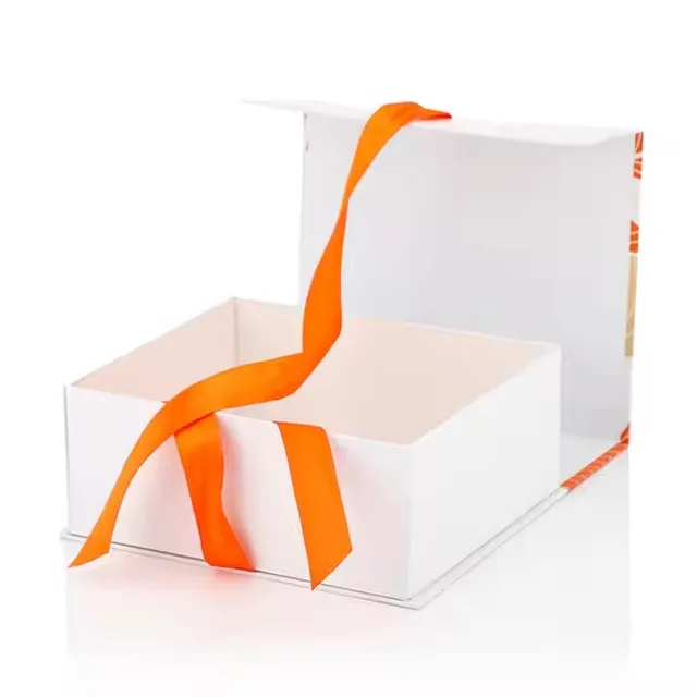 Customized Logo Folding Cardboard Folding Box Luxury Gift Packaging Box with Ribbon