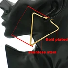 Earrings 2 Colors New Fashion Triangle Hoop Earrings Gold Color Stainless Steel Earrings For Women