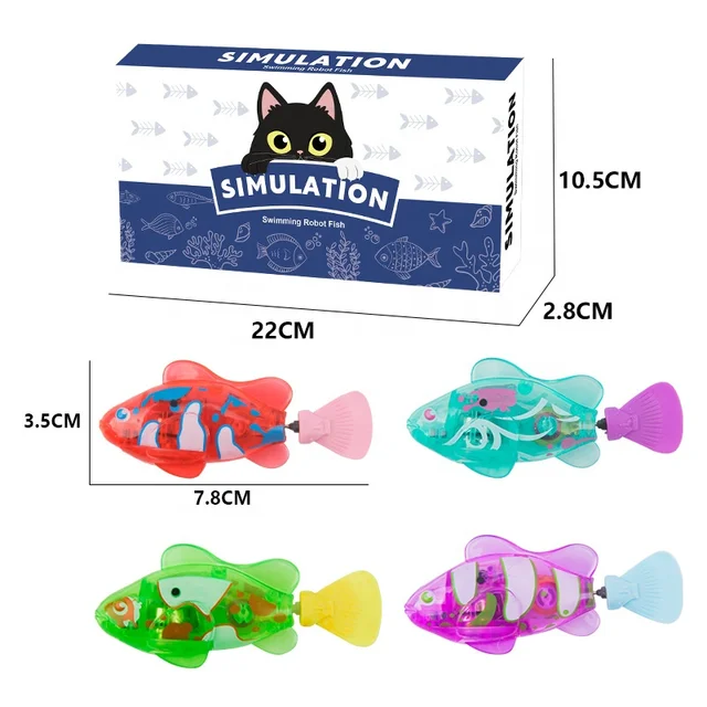 New 4pcs/Box Cat Toy LED Interactive Swimming Robot Electronic Fish Toys Cute Styling Glowing Simulation Electric Fish Toy