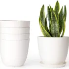Decorative Yicai Artificial White Round Shaped Flowerpots Garden Decorative Plastic Flower Pot