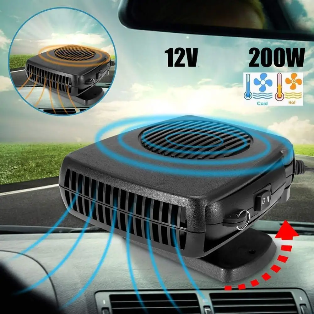 Ciaopangor Car Heater Fan,200W 12VCar Fan Defroster,2 In 1 Heating Cooling Function Windshield Demister Defroster,Portable Auto Heater Fan,Mini Car Heater Defroster with Ergonomic Handle 