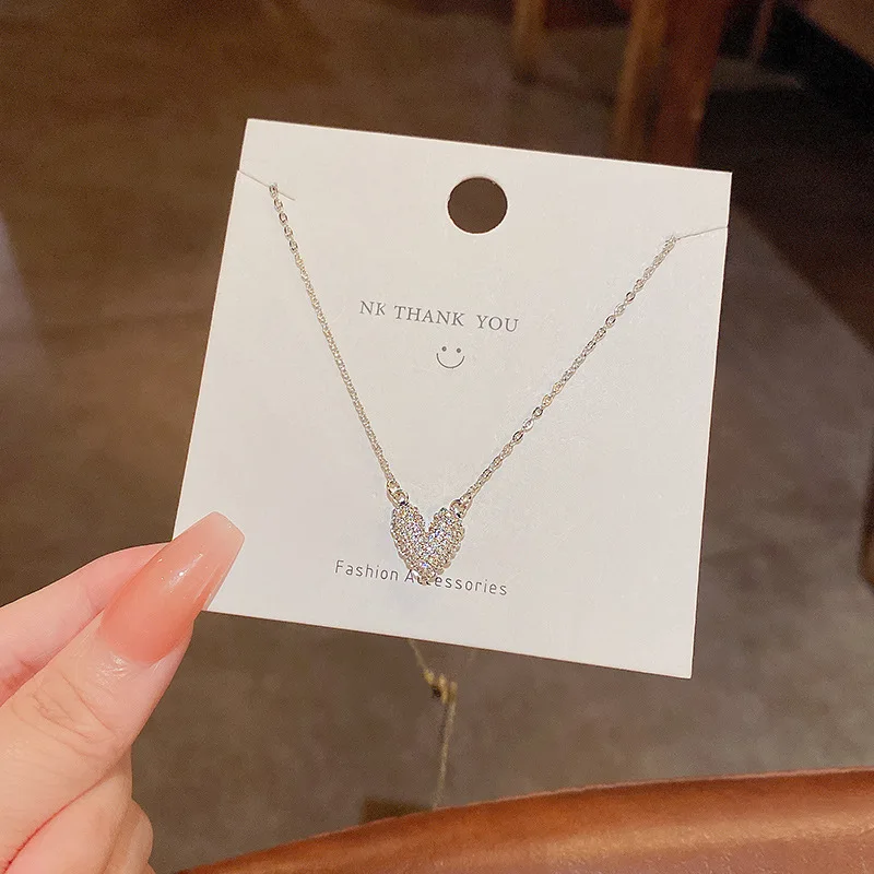 exquisite grace mosaic diamond heart pendant silver Fashion luxurious necklace jewelry