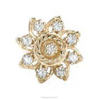 Piercing Wholesale Internal Threaded 14K Solid Yellow Gold Claw Set Gemmed Flower Ends BodyJewelry