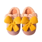 Slippers Amazon New Arrivals Wholesale Fashion Warm Cute Bow Fluffy Indoor Non-slip Women's Slippers