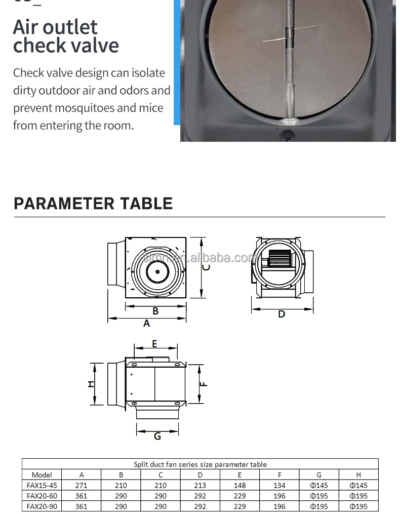 Split Duct Fan, 230V, Plastic - detail 14