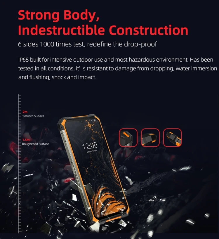 DOOGEE S88 Pro 2020 Rugged Phone 6GB+128GB 6.3 inch 10000mAh Triple Back Cameras Fingerprint Identification Android 10.0