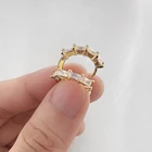 Gold White Earrings Small Gold Baguette Zircon White Cz Diamond Hoop Earrings