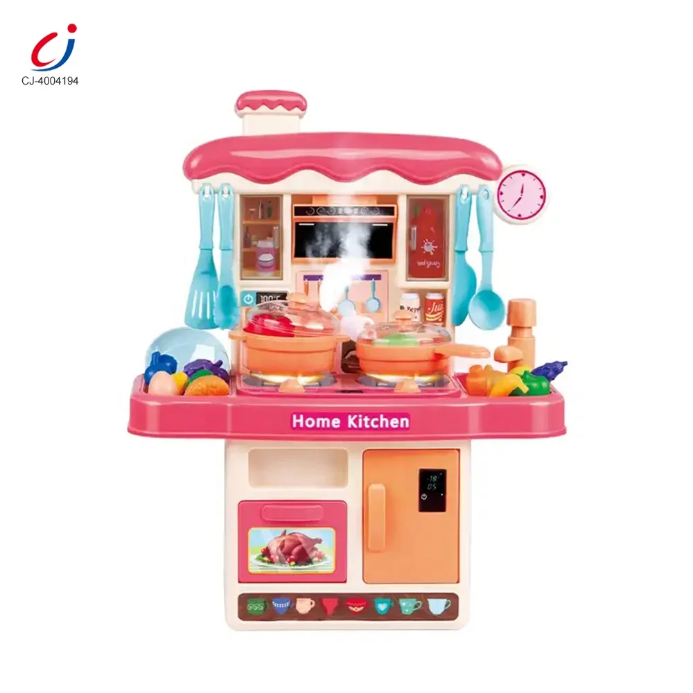Chengji brinquedos para meninas play house toys girls mini kitchen cooking toys spray water cooking plastic mini kitchen toys