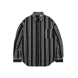 INF Custom Heavy Vertical Stripe 0.67kg Shirt Rubber Print Plus Size Letter Shirts Jacket for Men