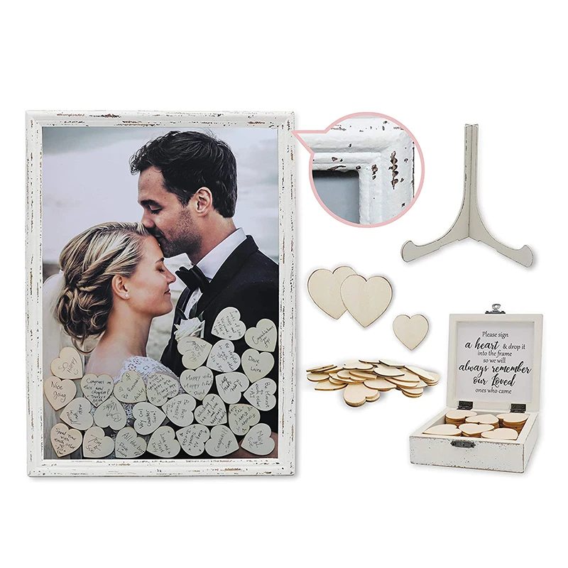 customized wood wedding guest book alternative drop top wooden