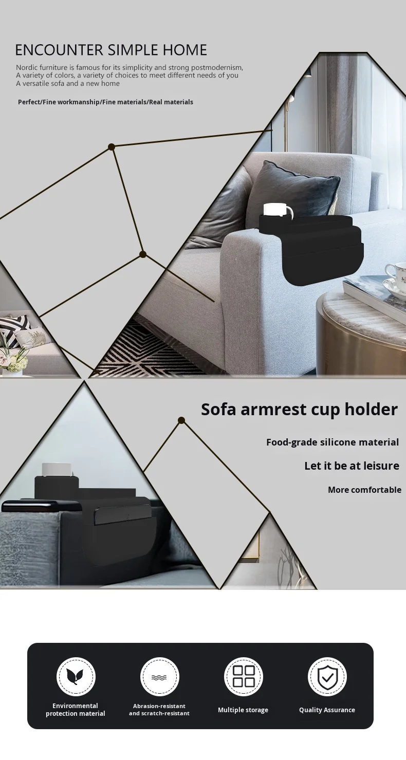 Modern Design Silicone Sofa Coaster and Armrest Cup Holder Customizable Beverage Coffee Cup Holder details