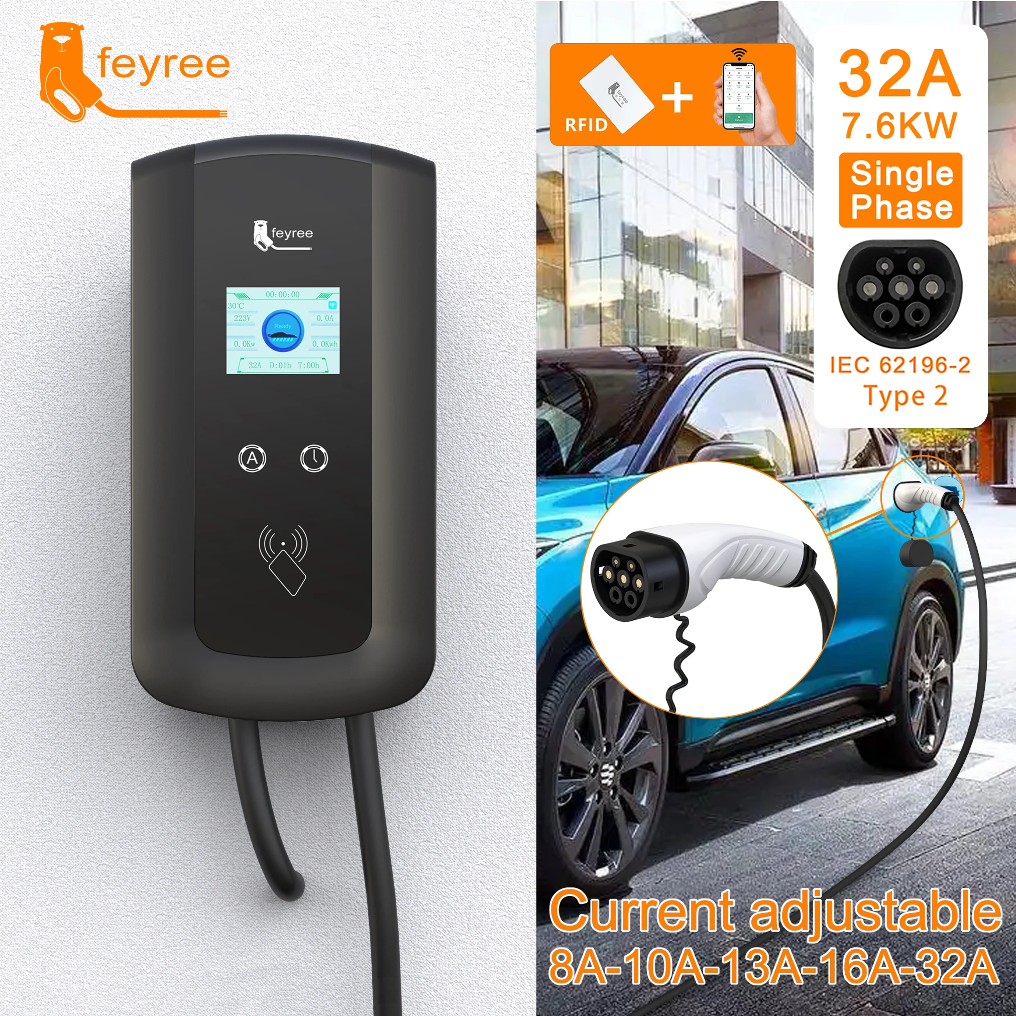 Feyree Odm A A Ev Charging Station Wifi Commercial Ac Ev Charger