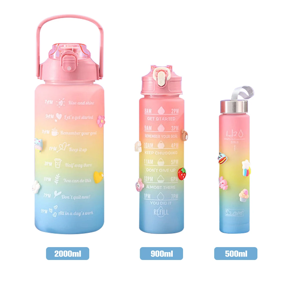 recycled sport plastic gradient water bottles for kids children