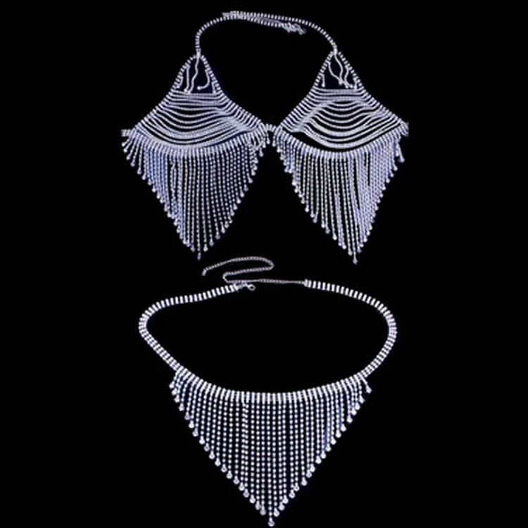 Bincho Beach Shiny Tassel Bikini Bra Chain Nipple Chain Sexy