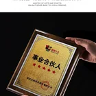 Gold Hot Saling Customized Wooden Plague Trophy Photo Sunflower Shape Trophy Blank Wooden Plague With Gold Metal