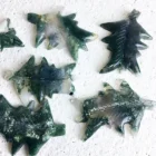 Gemstone Wholesale Natural Crystal Carving Gemstone Moss Agate Christmas Leaf