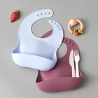 Baby Bibs Amazon BPA Free Comfortable Practical Waterproof Baby Bibs Silicone Baby Feeding Set