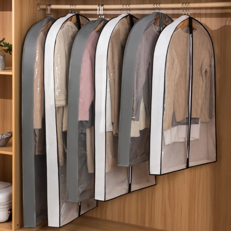 Long coat/dress durable zipper transparent window portable hanging garment Bag