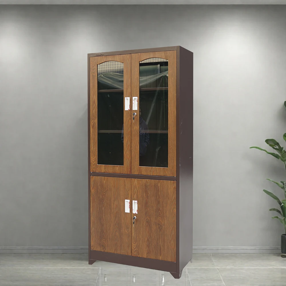 lock iron luxury modern glass door steel large metal home storage furniture grain wooden color office filing cabinets