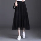 Skirts Girl Skirt Women Summer Skirts Solid Pleated Lace Girl Skirts Sweet Elastic High Waist Elegant Women Mide Skirt