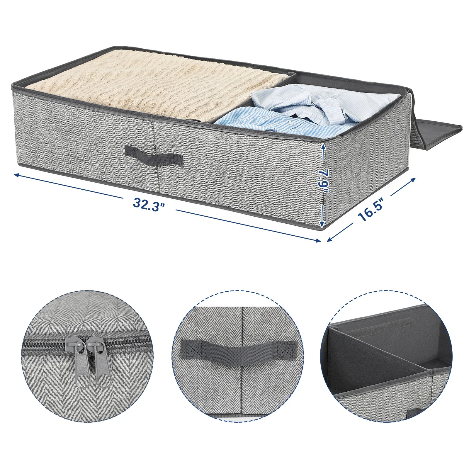 SONGMICS Underbed Storage Bag Foldable Wardrobe Organiser for Clothes Sheets Blankets  Under Bed Storage Boxes