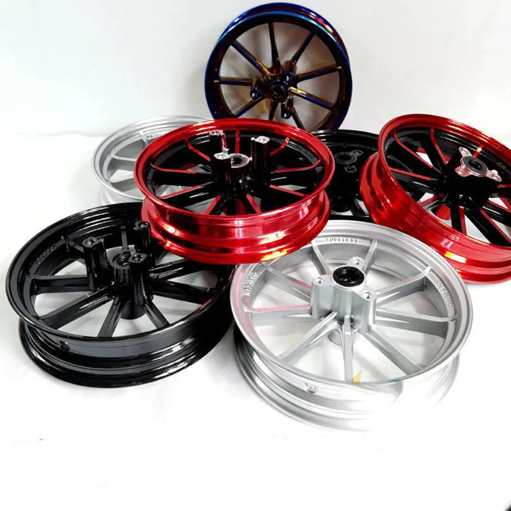 High-Durable Customized 10/12 Inch Modified Aluminum Alloy Motorcycle Wheels Black for Replacement 1 Year Warranty Factory Price