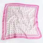 Scarf Fashion Wholesale Printed Square Scarves Women Pink Color Strap Pattern Satin Silk Hair Girls Scarf
