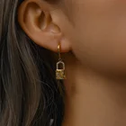 Rhinestone Earrings Earrings Unique Stainless Steel 18K Gold Star Moon Zircon Rhinestone Padlock Earrings