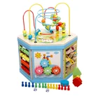 Multifunctional Hexagonal Beads Around Cube Toys Wooden Toys Activity Cube For Kids