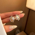 Earrings Stud Fashion Jewelry Trendy Crystal Women Earrings Pearl Stud
