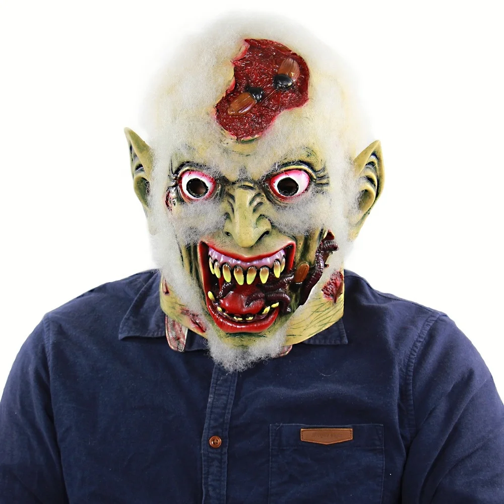 RAPGET Horror Old Man Mask Halloween Novelty Costume Party Latex Full Head Mask Zombie Cosplay Props 
