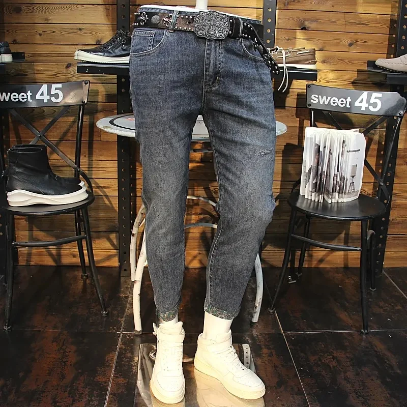 Factory Directly Wholesale Designers Blue Jeans Mens Ripped Skinny Stretch Denim Pants Slim Men's Jeans