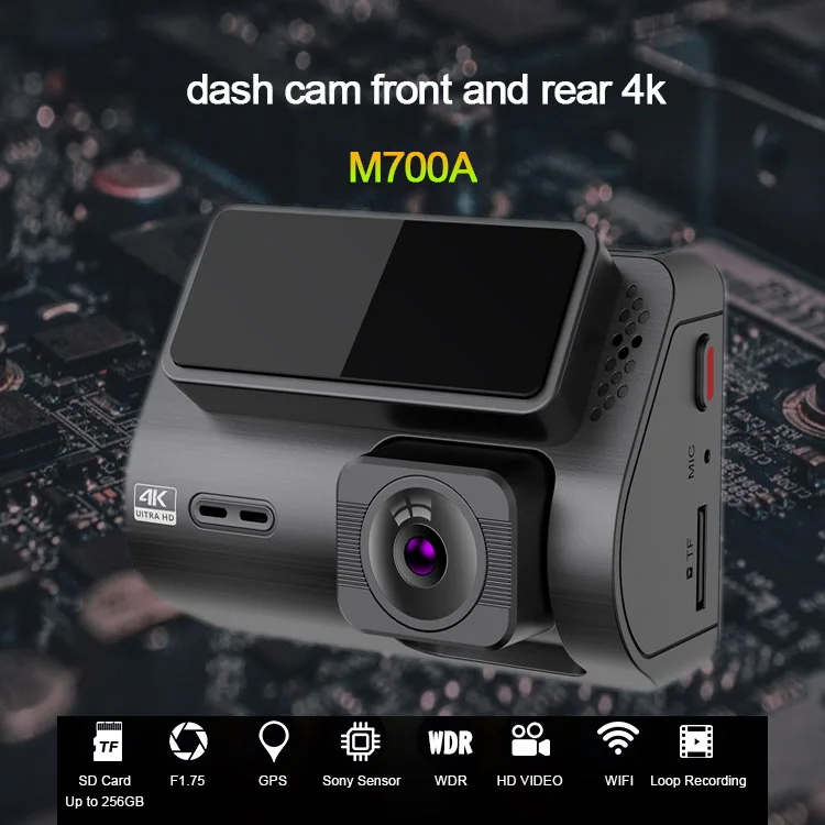 2 Inch Mini Dual Front And Rear Smart Dash Camera 4k Wifi Gps Dual Lens ...