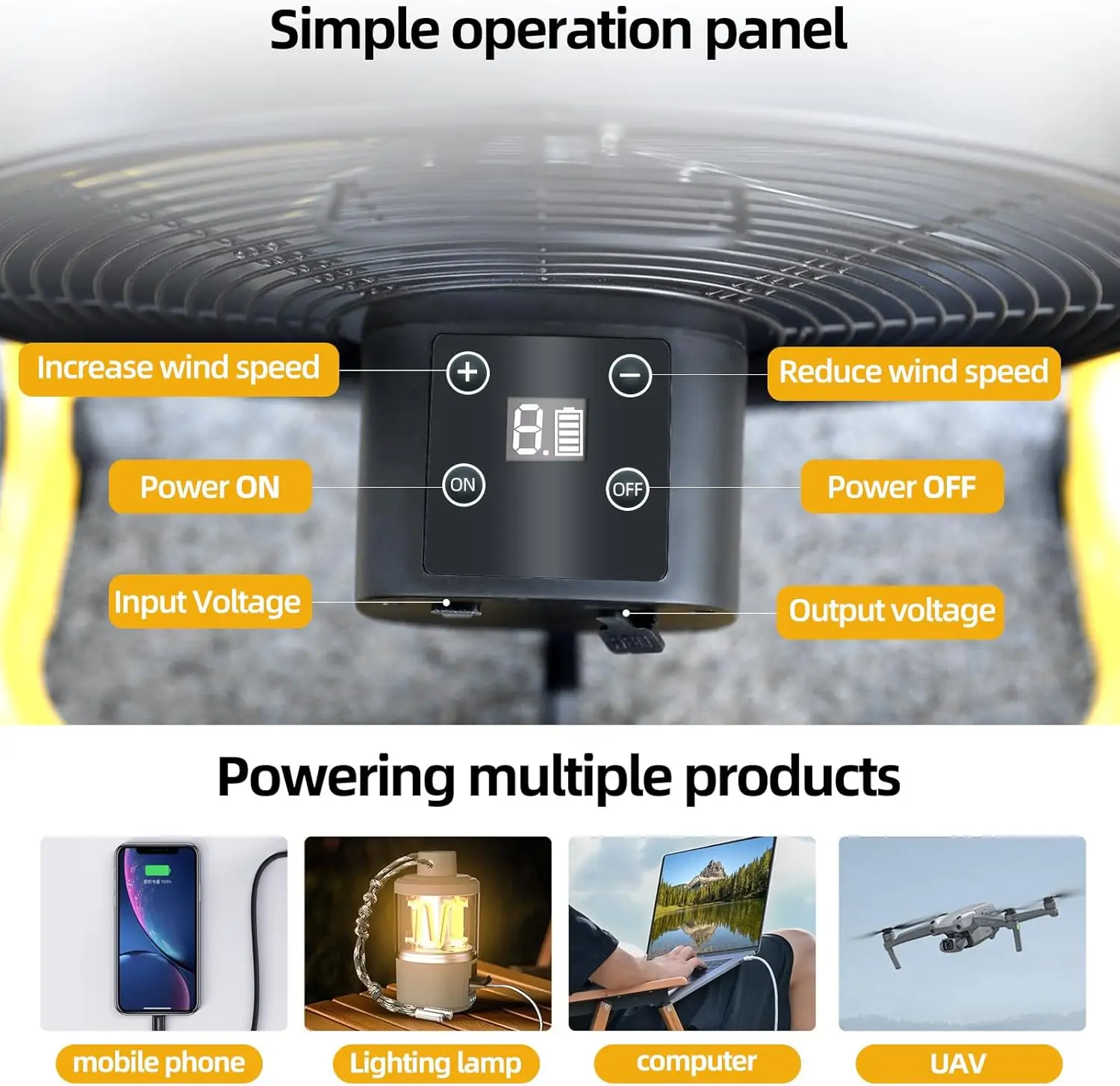 Portable Rechargeable Fan, 12000mAh, USB - detail 8