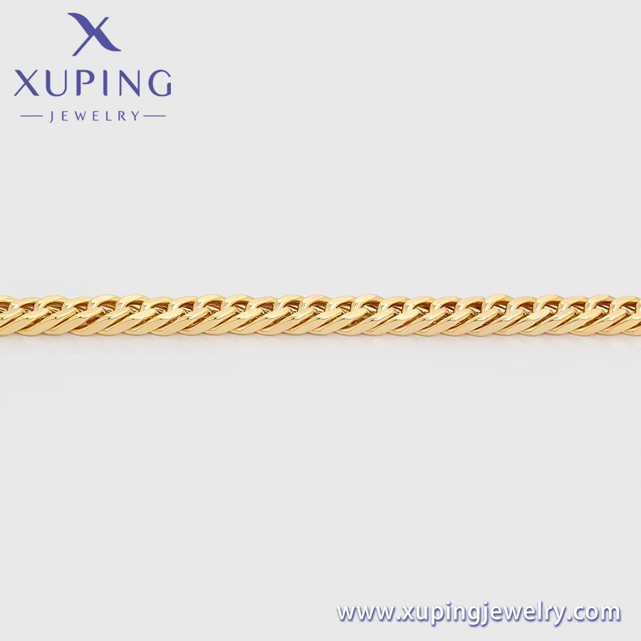 X000816323 xuping jewelry fashion 14K gold color neutral necklace simple chain  Cuban necklace for men