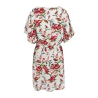 Women Beachwear Women Basic Printed V Neck Beachwear Ladies Poly Batwing-Sleeved Elastic Waist Cover Up Dress