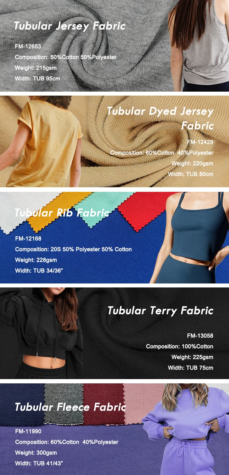 Seamless TOP Tube TShirt Cotton Spandex Free Cut Tubular Knitting Jersey Fabric in Rolling Packing details