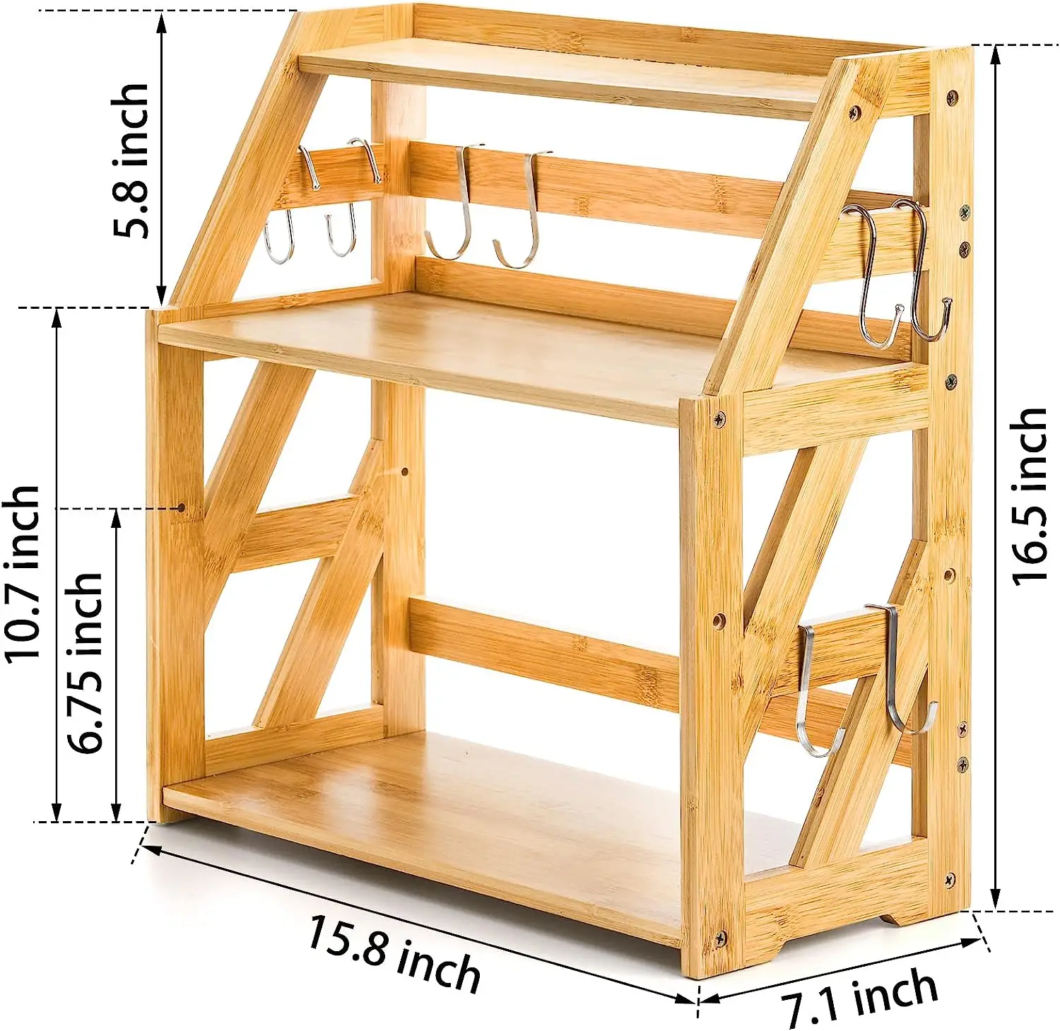 product 3 level bambu spice storage rack foldable and multifunctional food container for kitchen counter garage sundries storage-2