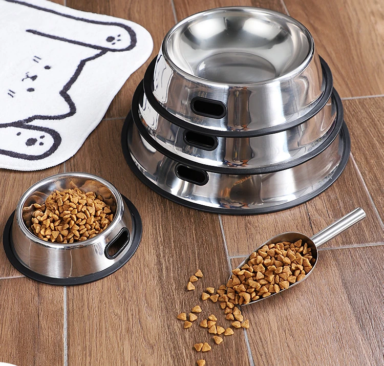 Factory Direct Stainless Steel Dog Bowl Open Hole Stainless Steel Pet Feeder Stainless Steel Dog Food Bowl