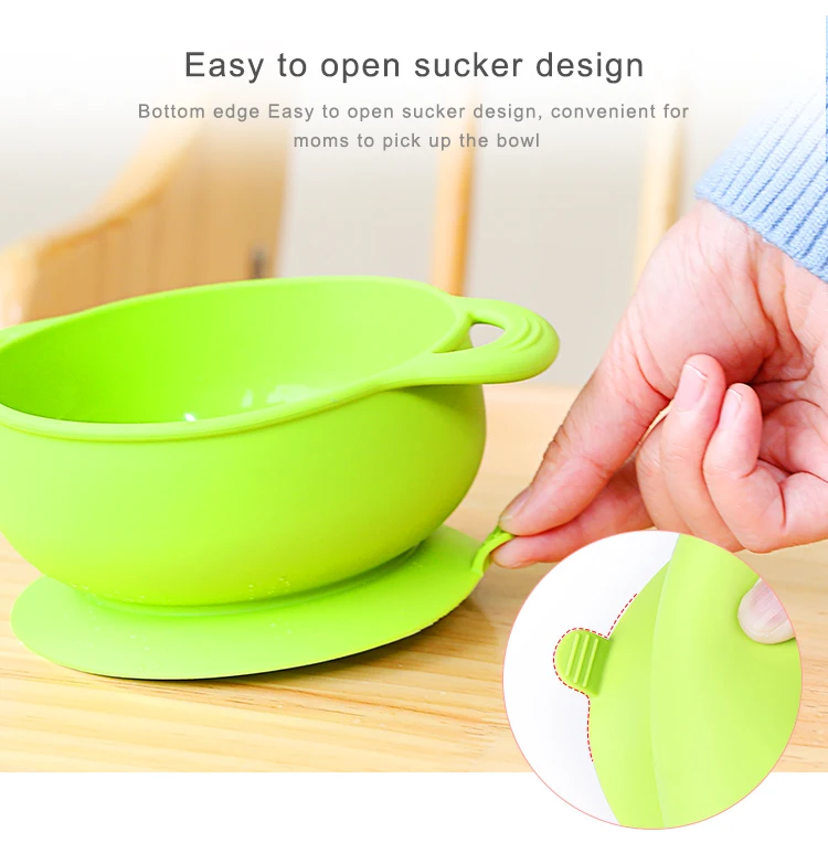 New Eco-Friendly Baby Bowl Spoon Set Suction Silicone Dinner Plate
