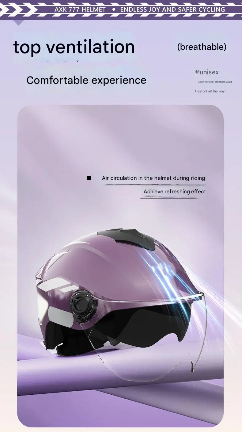 New Electric Bike Half Face Helmet ABS Double Lens Sun Protection DOT Approved Summer Adjustable Motorcycle