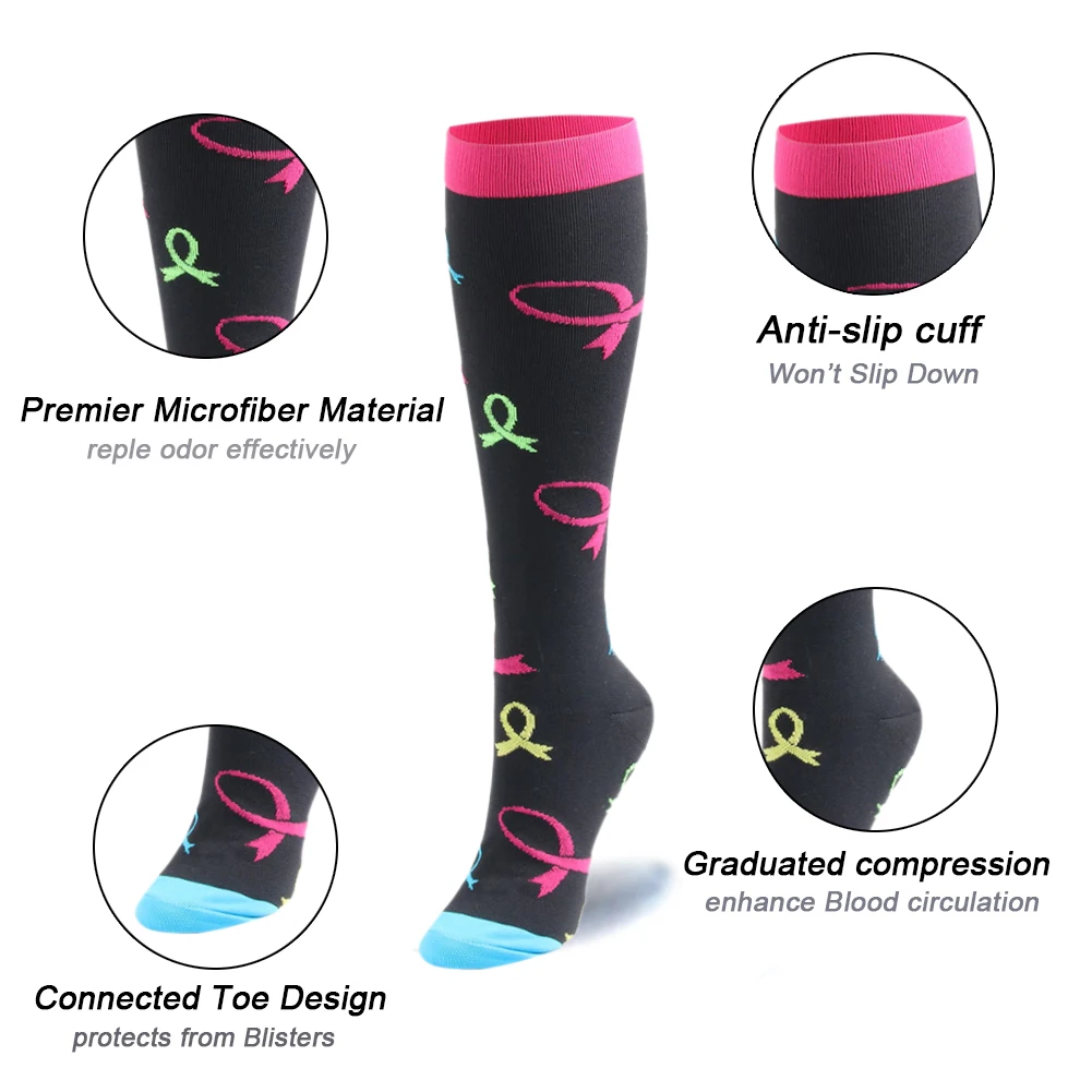 Custom Compression Socks Stockings Mens Knee High Socks Colorful Nurse Medical Compression socks