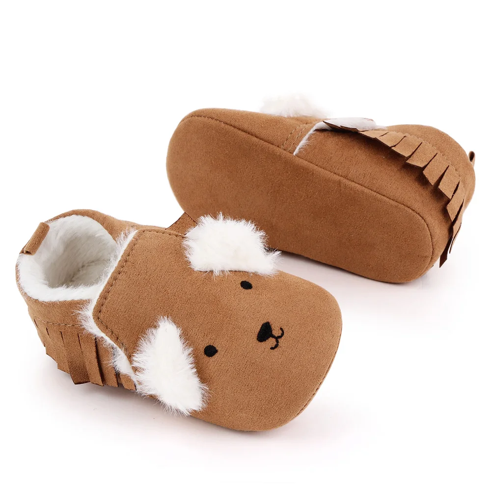 Autumn and Winter Solid Color Tassels Cute Little Animal Baby Soft Sole Warm Walking Cotton Boots details